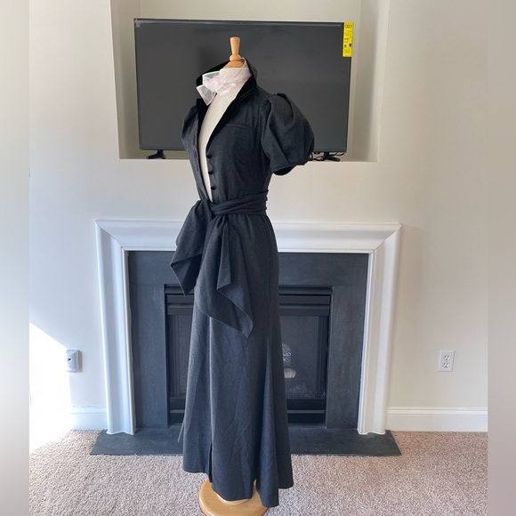 NWT ROSIE ASSOULIN Wo Peter Pan Puff-Sleeve Wool Maxi Dress - Picture 7 of 16